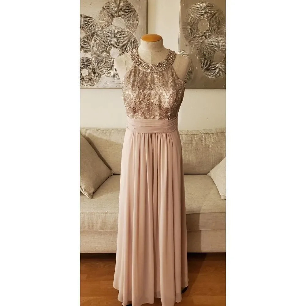 Eliza J Lace Bodice Gown size 10 Petite in Beige